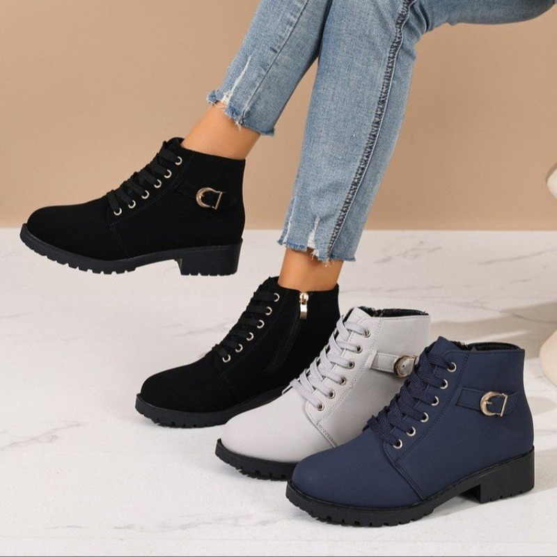 Vintage Zipper - Women Round Toe Lace Up D