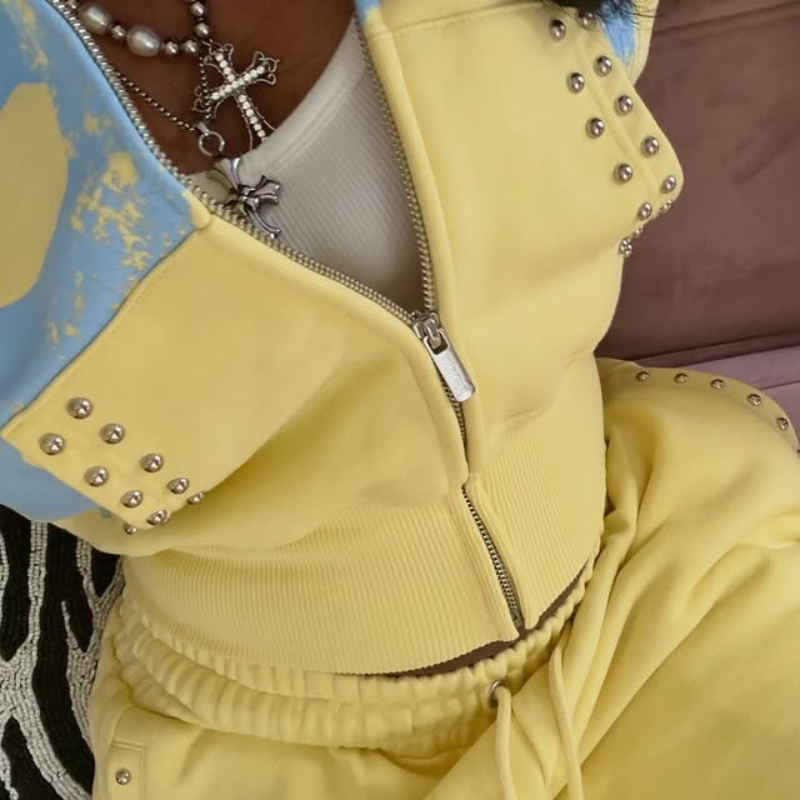 2 Pcs Hoodie Co-ords Yellow Me - đánh giá và giá Vintage Zipper