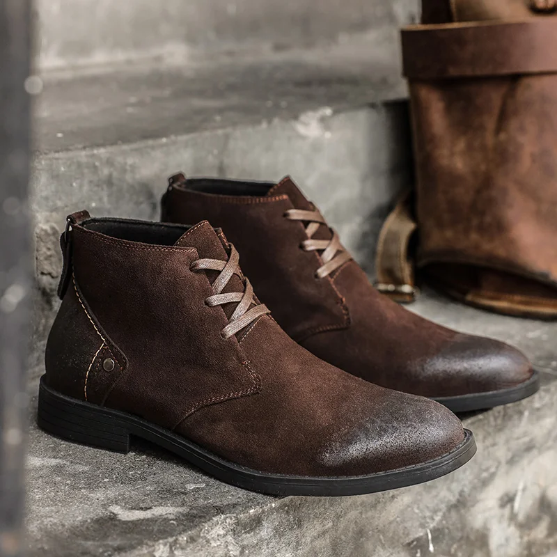 New Cow Suede Ankle Boots Hand - đánh giá và giá Vintage Zipper