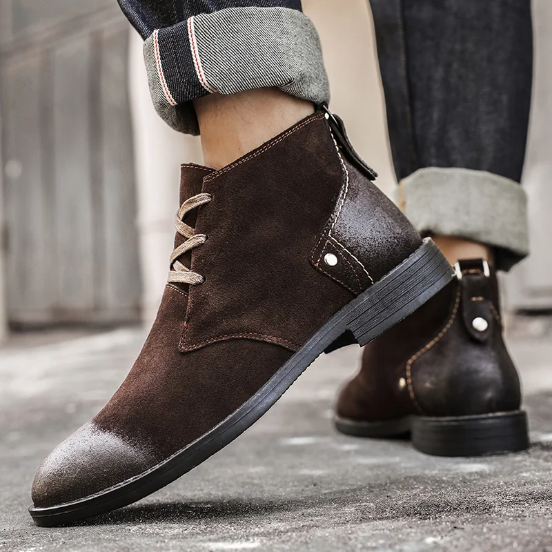New Cow Suede Ankle Boots Hand - đánh giá và giá Vintage Zipper