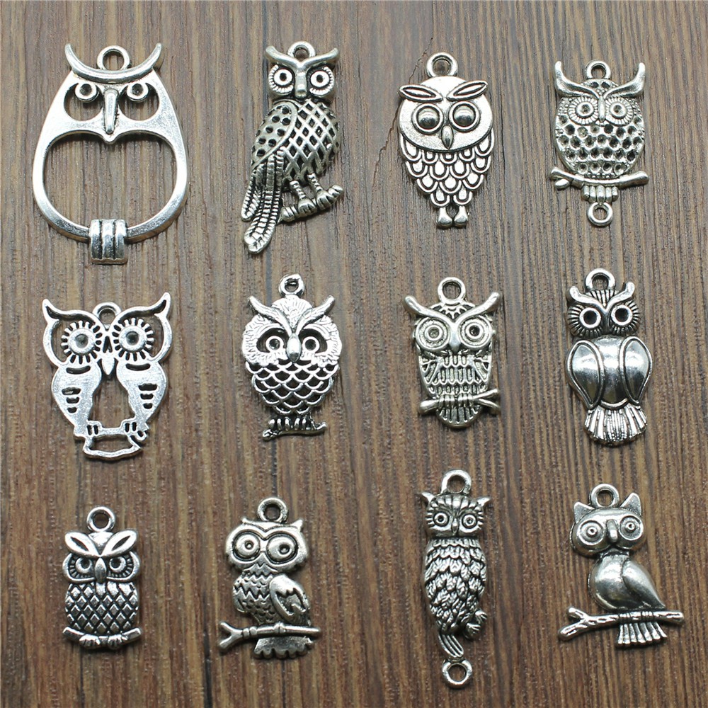 10pcs Charms Owl Antique Silve - đánh giá và giá Vintage Collectibles For Sale