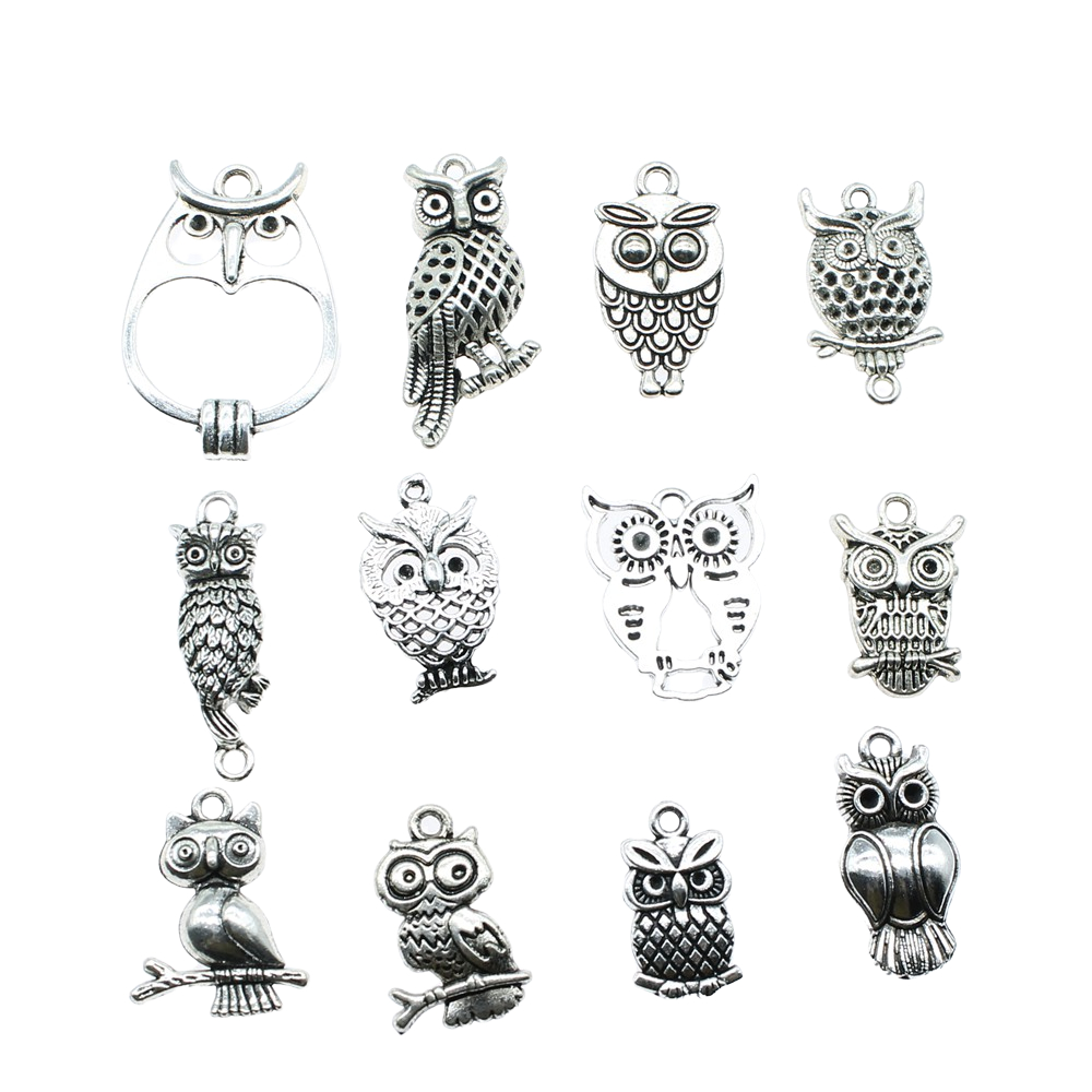 10pcs Charms Owl Antique Silve - đánh giá và giá Vintage Collectibles For Sale